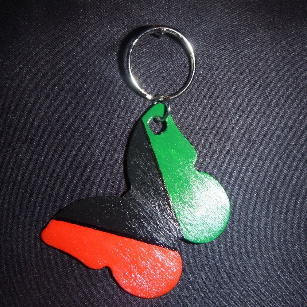 Handcrafted Red, Black & Green Butterfly Keychain